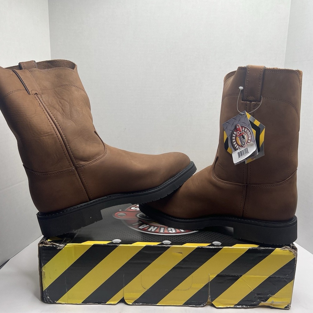 Justin Mens 11.5 EE Aged Bark Leather Steel Toe Work Boots USA Made 4764 NIB